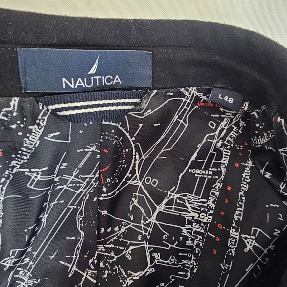 Nautica Batten Classic Fit Overcoat Jacket Wool Blend Black Size 48L NWT - Picture 6 of 16